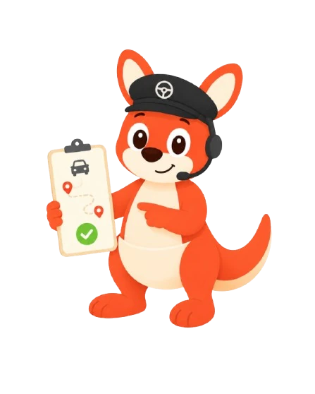 Roo dressed as a friendly, verified GoTeens driver